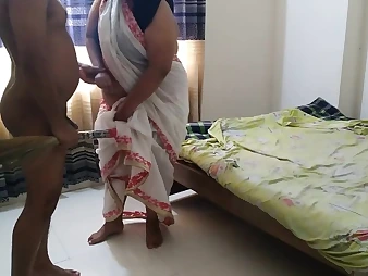 Aroused Indian Milf gets wrecked by a stranger's rigid prick in a milky saree