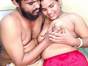 Indian South Desi Couple rigid & hanker each other's hairless labia forth a feet