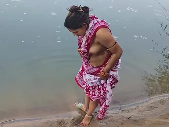 Desi Aunty enjoys a moisture outdoor shower with her order about Indian husband